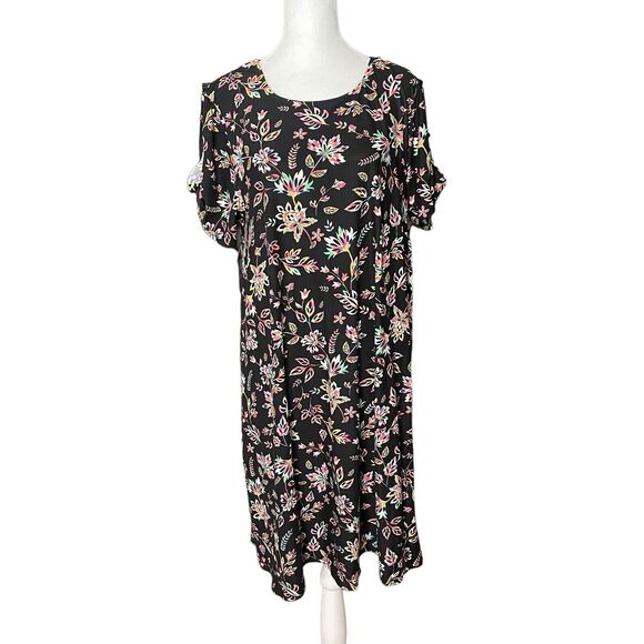 Allison Brittney Large Shift Dress Short Sleeve Soft Stretchy NWT Black - Picture 1 of 9